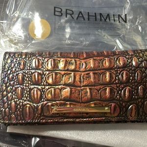Brahmin Black Pearl Ady Wallet iridescent black copper NEW